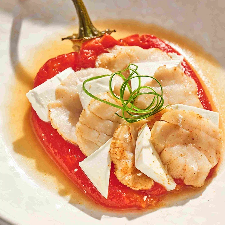 Жареный гребешок с сыром мягким в рассоле