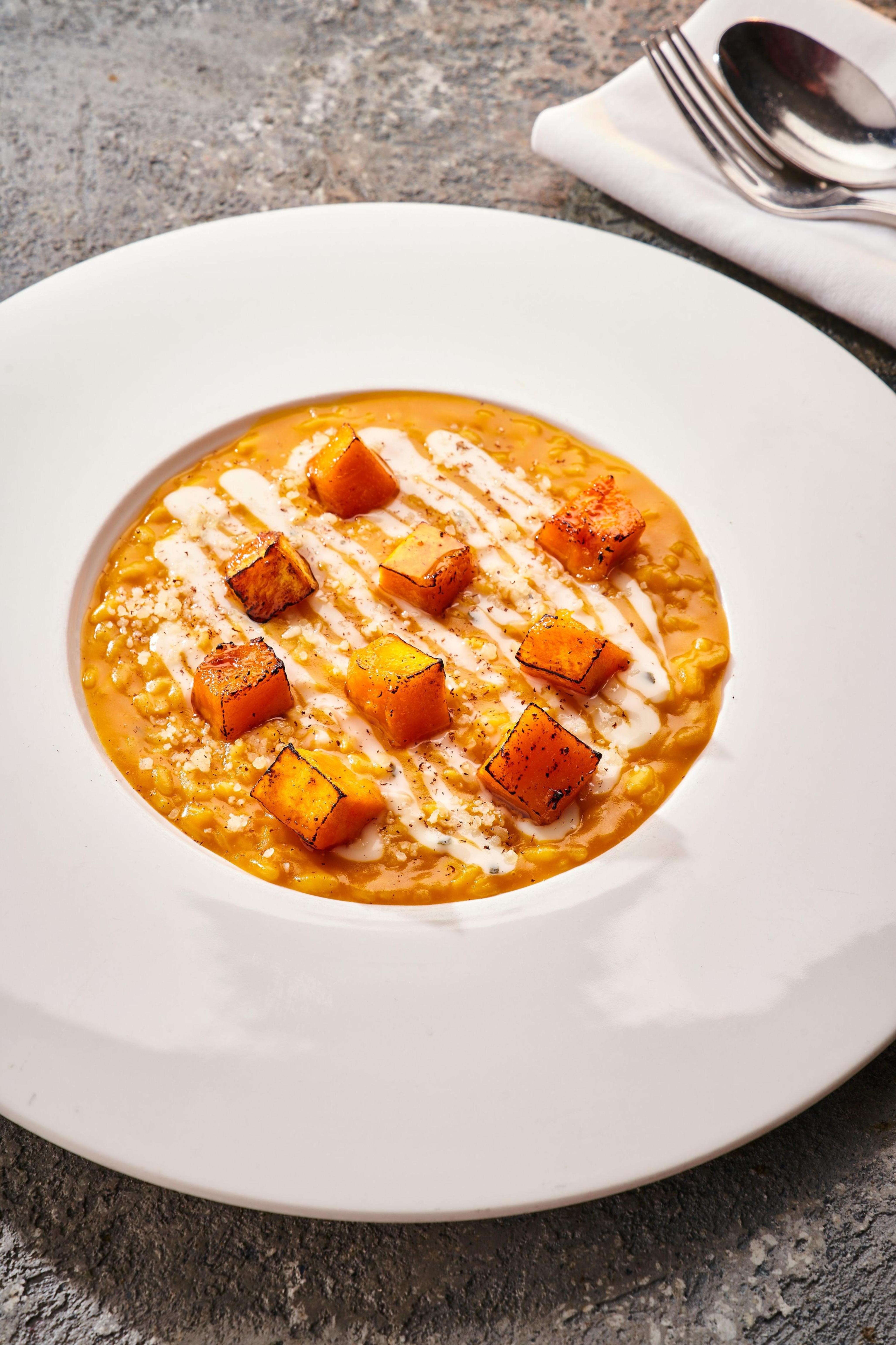 Ризотто с печеной тыквой и сыром Blue Cheese